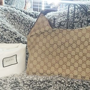 Auth Gucci horsebit strap hobo shoulder bag